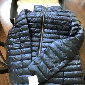 NWT Kate Spade Packable Down Puffer Jacket with zippered bag, Navy, Large